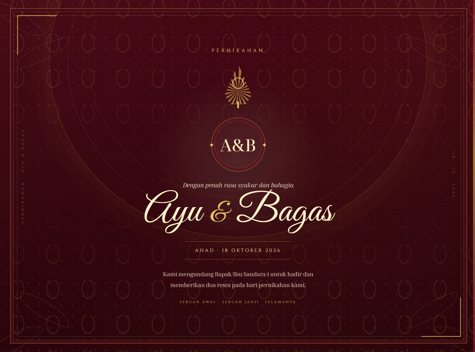 Template undangan pernikahan digital Template Javanese Crimson Gold